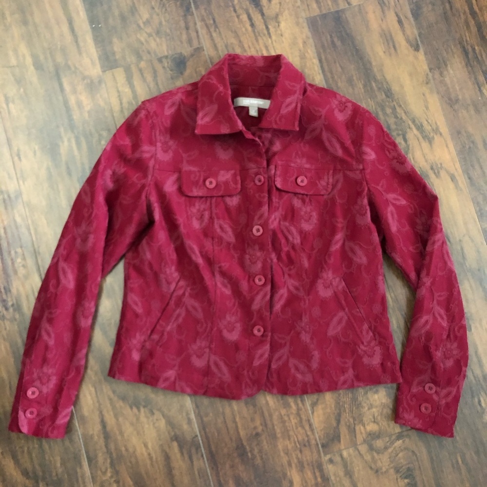 Croft & Barrow Red Floral Embroidery Jacket Womens S
